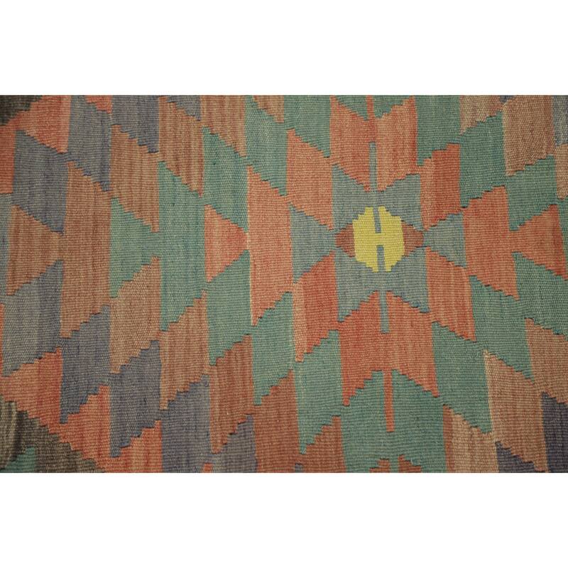 Hand Woven Oriental 100% Wool Carpet Southwestern Tribal Multi-Colored Kilim Area Rug - 7' 2'' X 5' 8''