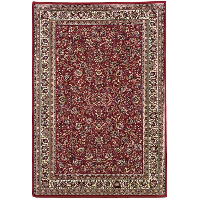 HomeRoots Oriental Traditional Runner Area Rug - 114' X '78.74' X '0.43 - Ivory/Red