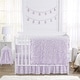 preview thumbnail 1 of 4, Sweet Jojo Designs 6p Crib Bedding + BreathableBaby Breathable Mesh Liner Purple Floral Rose Girl Solid Lavender