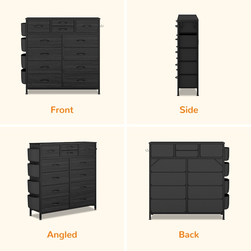 12 Drawer Dresser Fabric Tall Dressers for Bedroom Chest of Drawers