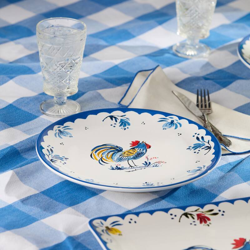 Certified International French Rooster 11" Dinner Plates, Set of 4 Assorted Designs - 11.00"L x 11.00"W x 1.25"H