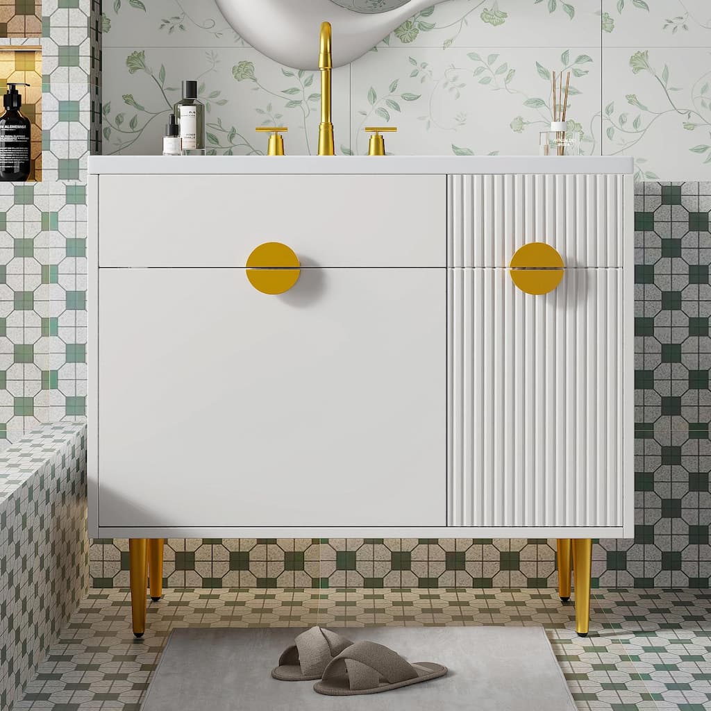 36" Bathroom Vanity with Resin Basin Sink