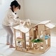 preview thumbnail 2 of 6, PlanToys Green Wooden Dollhouse With Furniture - Assorted