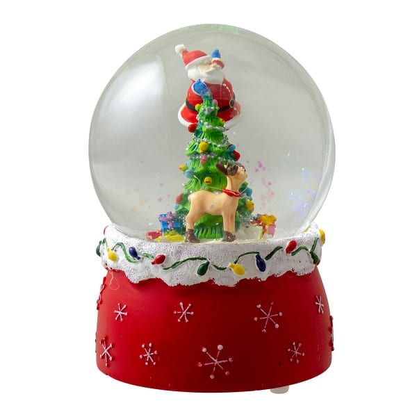 6 Santa Decorating A Christmas Tree Musical Snow Globe Tabletop Decoration Overstock 29575369