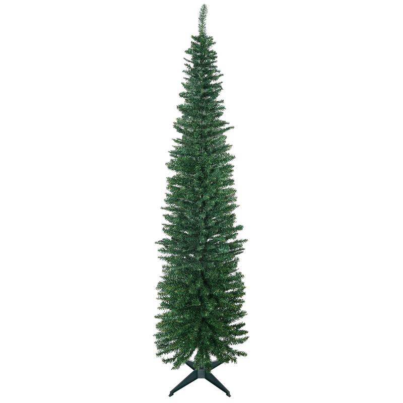7ft Slim Artificial Pencil Christmas Tree with 499 Realistic Branch Tips and Plastic Stand