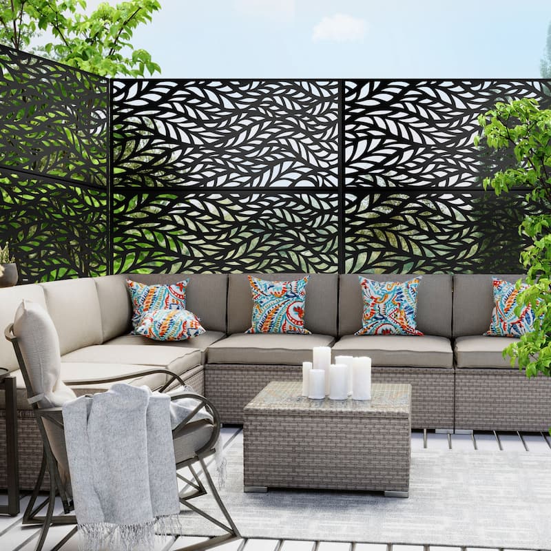 Outdoor Privacy Screen Free Standing Stream Leaf