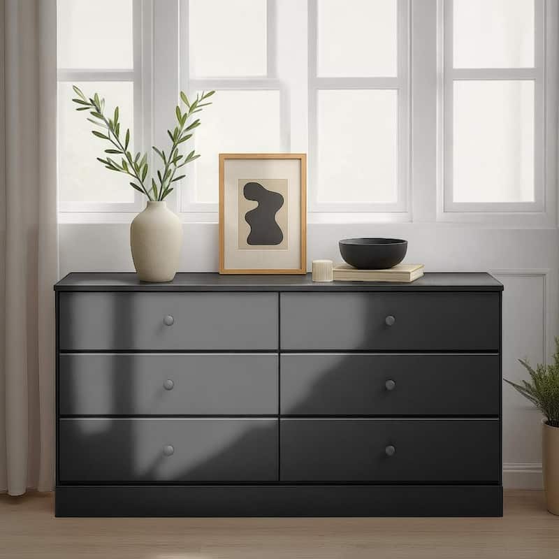 Prepac Astrid 6 Drawer Double Dresser for Bedroom, Wide Chest of Drawers, Bedroom Furniture,Traditional Furniture