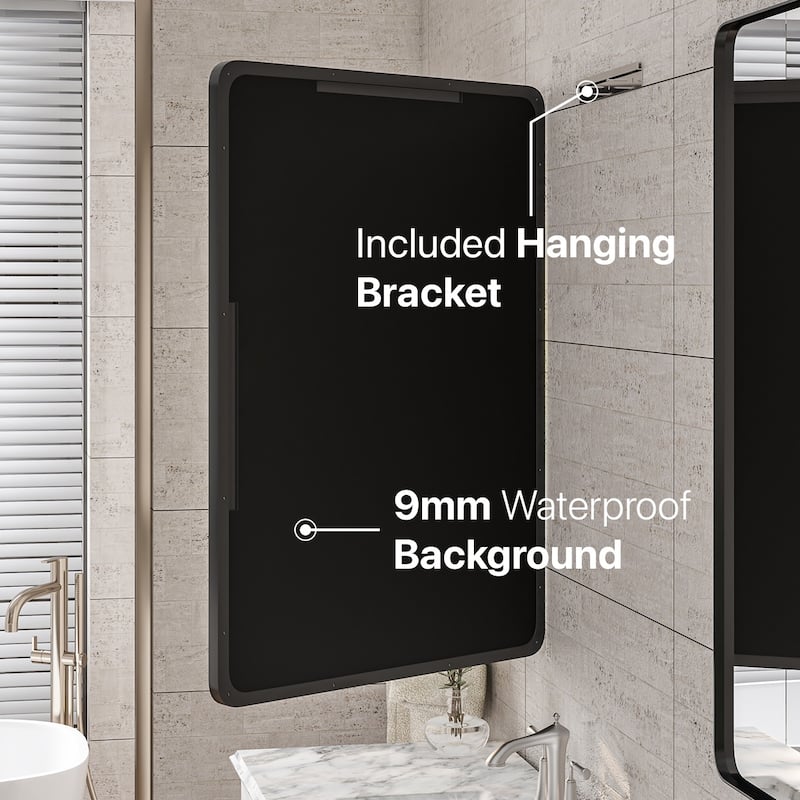 Eviva Harmony 30" x 40" Rectangular Black Metal Framed Mirror - N/A