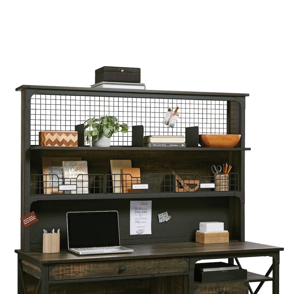 Wood Hutch with Minimalist Design, Brown - 60.08" W x 11.58" D x 38.50" H