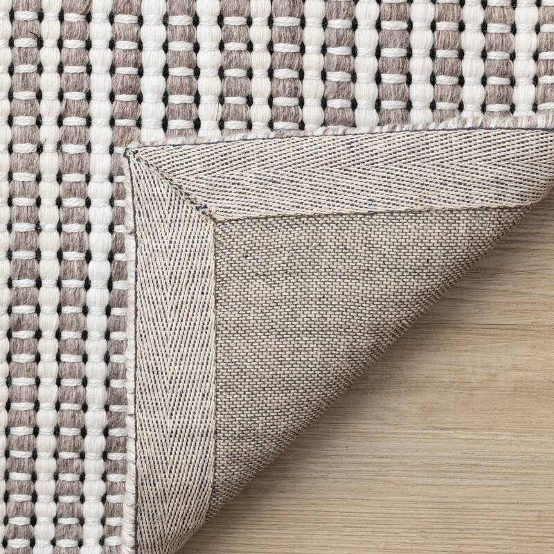 Ariana Collection - Intricate Striped White Taupe Rug