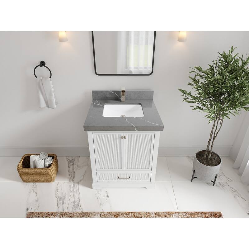Willow Collections 30 in. W x 22 in. D Alys Single Sink Bathroom Vanity with Countertop - 2"Piatra Gray - White