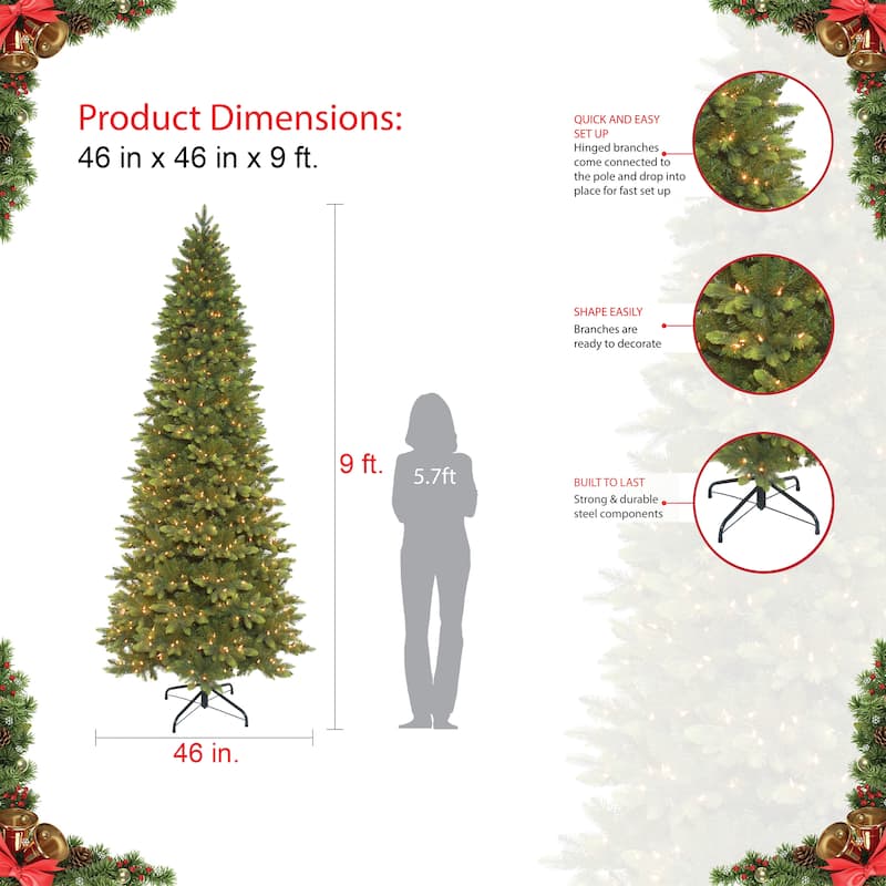 Puleo International 9 ft. Pre-lit Slim Westford Spruce Artificial Christmas Tree