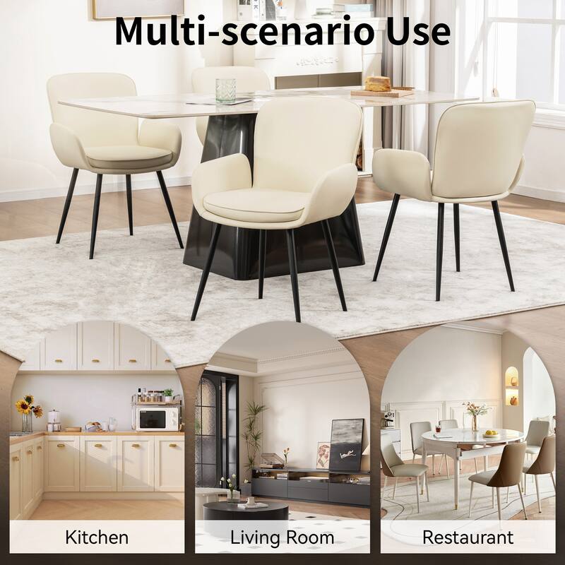Set of 2 Cat-Scratch Resistant Dining Chairs with Gold Metal Legs