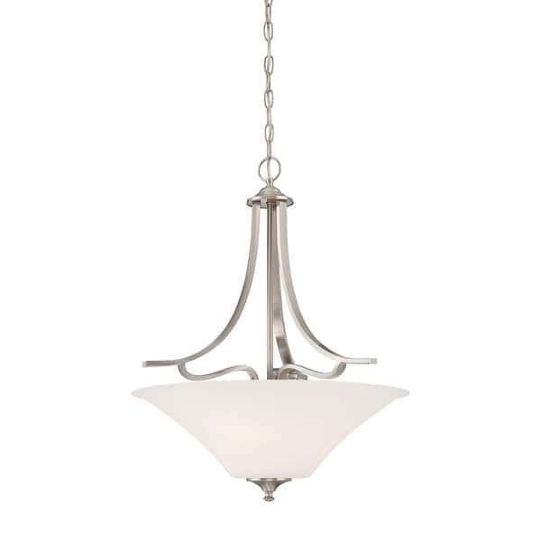 slide 2 of 2, Elk Home Treme Brushed Nickel With White Etched Glass 3 Light Pendant