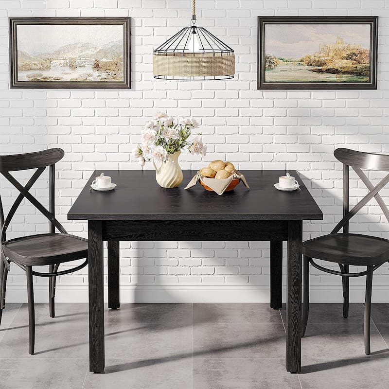 Modern Minimalist Wood 4-Person Square Kitchen/Dining Table with Solid Wood Legs for Home Kitchen/Living/Dining Room
