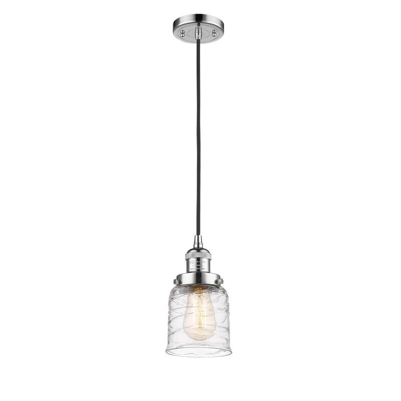 Innovations Lighting Franklin Restoration Bell - 1 Light 5" Cord Hung Mini Pendant - Deco Swirl/Polished Chrome