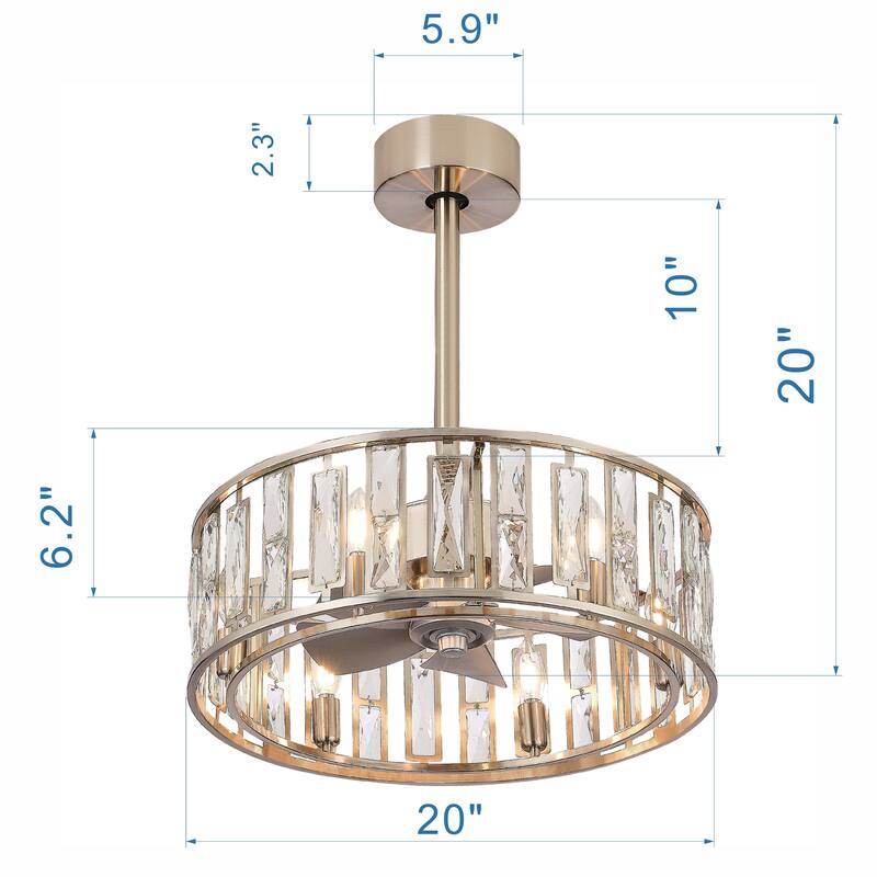 20-In Nickel Caged Ceiling Fan with Light Remote(5-blade)