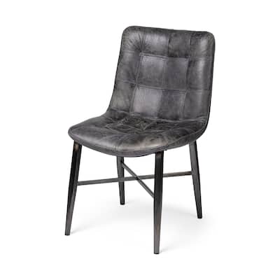 Horsdal Black Faux Leather Dining Chair - 21.0L x 24.0W x 34.8H