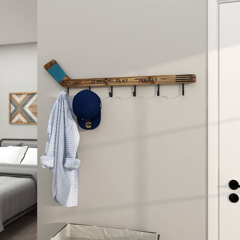 Brown Wood Handmade Live Edge Beach Sign 3 Hanger Wall Hook with Metal Accents - 40 x 2 x 11