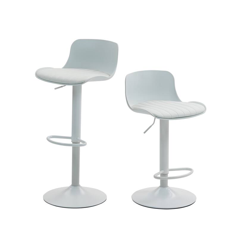 Counter Height Bar Stools Set of 2, Height Adjustable Swivel Bar Stools, Armless PU Leather Kitchen Island Chairs