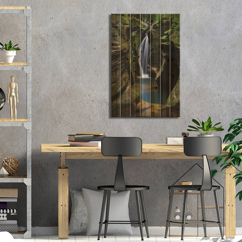 Corkscrew Falls Ohio Print On Wood by Alan Majchrowicz - Multi-Color