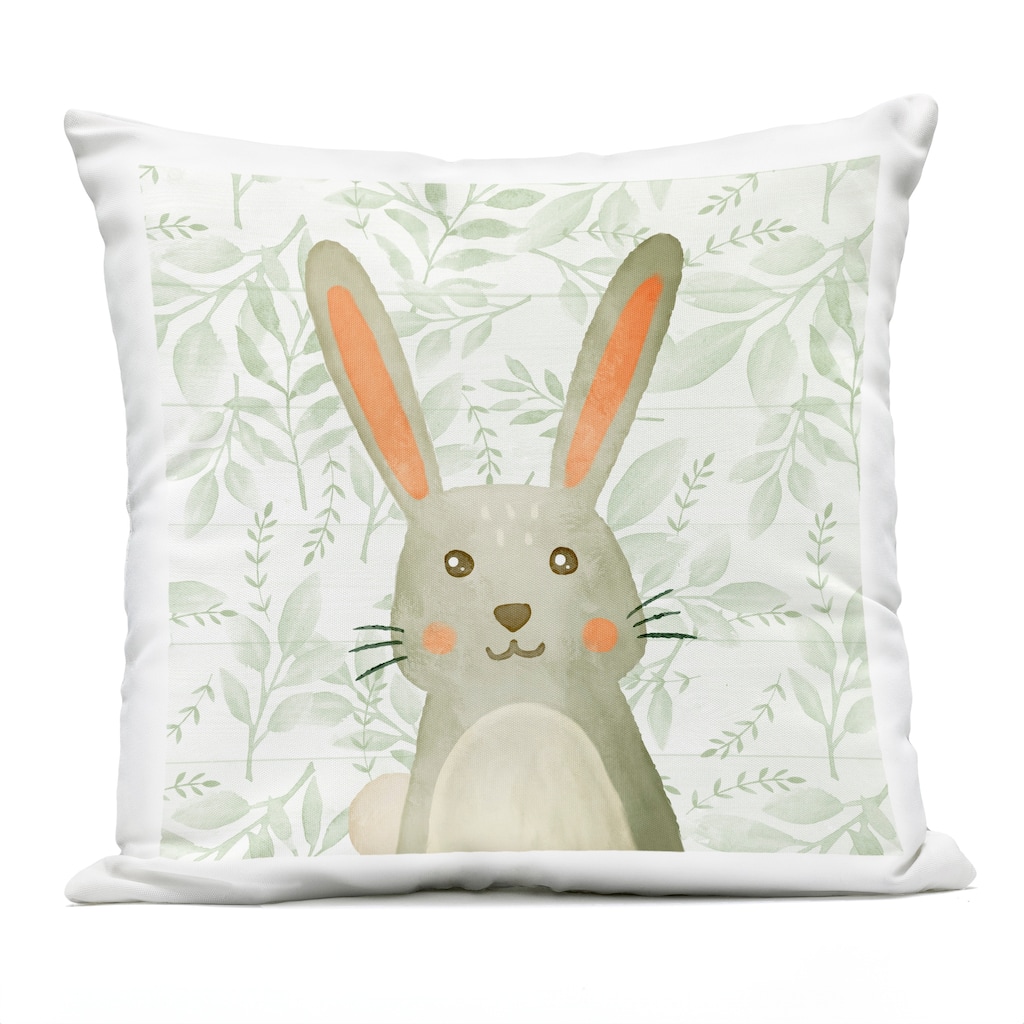 Stupell Joyful Bunny on Botanicals Printed Outdoor Throw Pillow Design by Kim Allen