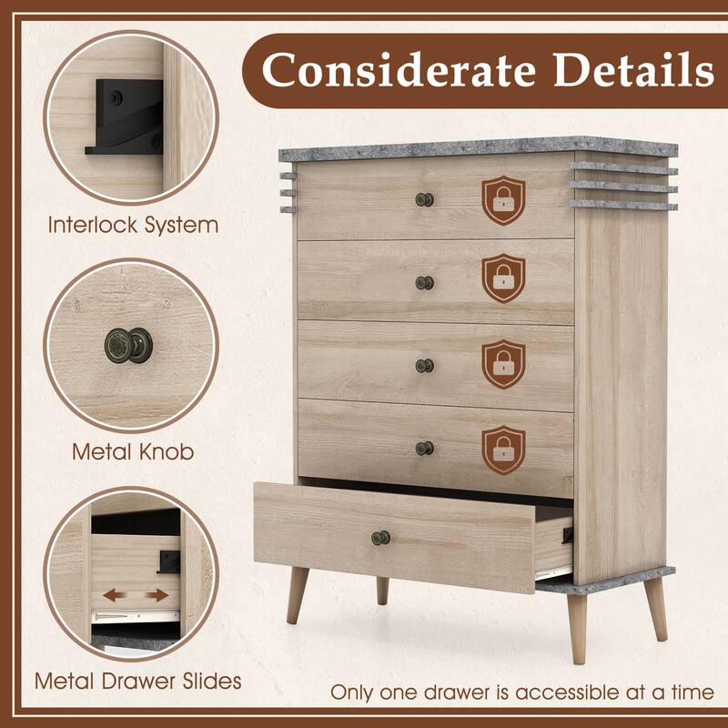 Drawer Storage Cabinet w/Rubber Wood Legs Kit Storage Organizer