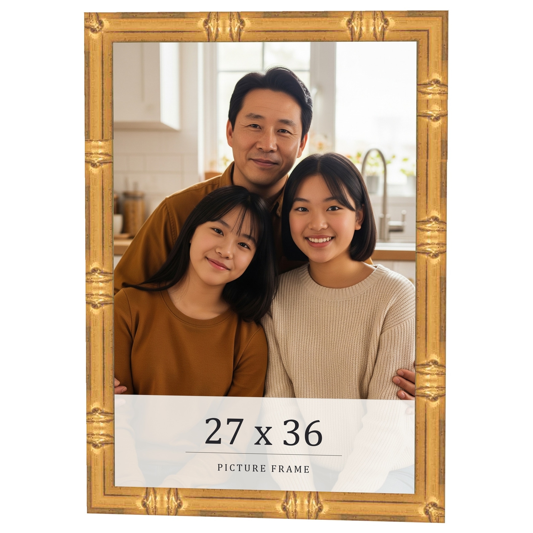 27x36 Frame Gold Bamboo Solid Wood Picture Frame | 1 Inch Moulding