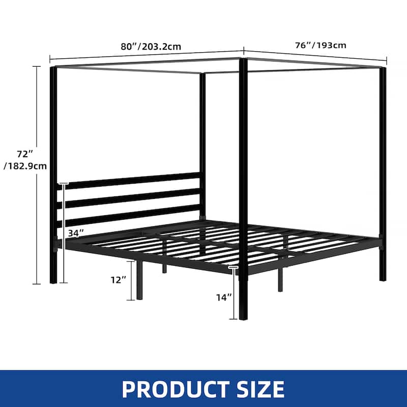 Metal Canopy Platform Bed Frame