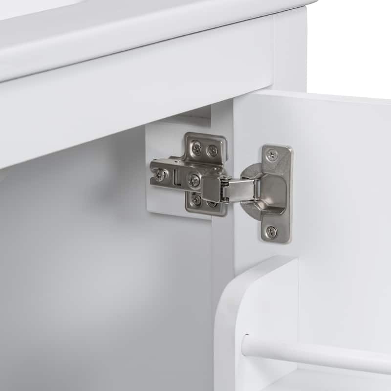 60" Bathroom Vanity Set with Double Freestanding Vanities, Double Ceramic Sinks, Door Organizers and Divided Drawers