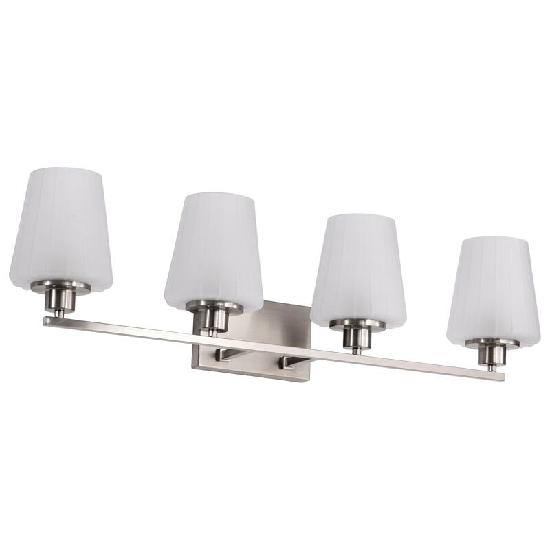 Lune 4 Light Vanity Brushed Nickel Finish Etched White Glass - Brushed Nickel - Brushed Nickel