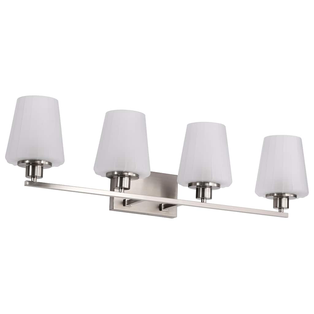 Lune 4 Light Vanity Brushed Nickel Finish Etched White Glass - Brushed Nickel