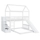 preview thumbnail 38 of 38, Multifunctional Twin Over Twin Bunk Bed with Two Drawers and Slide,House Bed with Roof