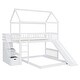 preview thumbnail 18 of 18, White Twin Over Twin Pine House Bunk Bed with Drawers and Slide