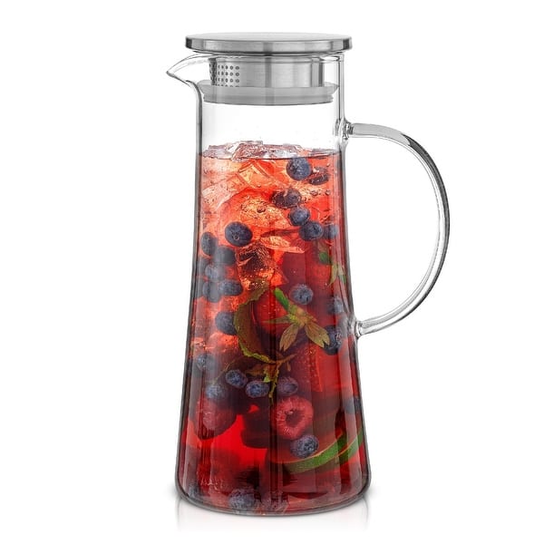 JoyJolt Breeze Glass Drink Water Pitcher with Stainless Steel Lid - 50 oz