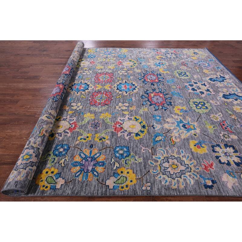 Golden Nile Grey Turkish Oushak Hand Knotted Wool Rug - 10' 4" X 14' 3"