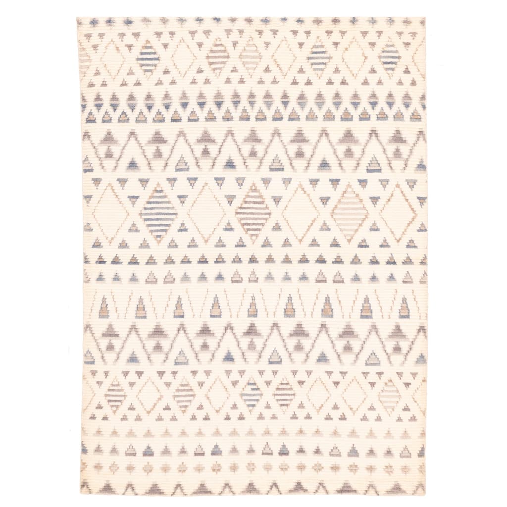 ECARPETGALLERY Hand-knotted Tangier Cream Wool Rug - 5'6 x 7'7