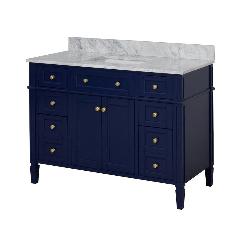 KitchenBathCollection Hailey 48" Bathroom Vanity with Carrara Marble Top