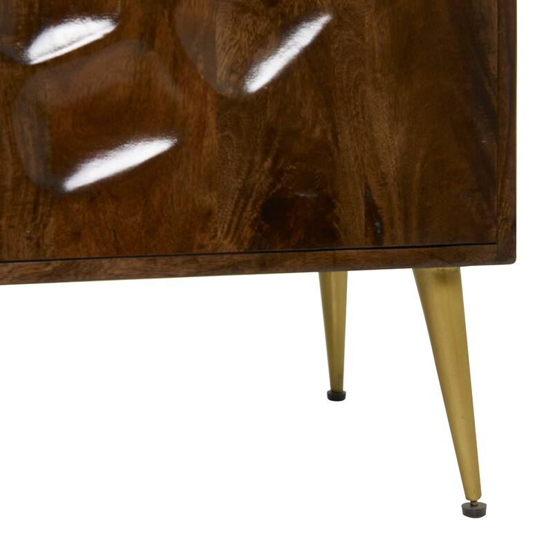 Wood 1 Shelf and 2 Doors Cabinet - Brown - Roche River Decor - 17"W x 36"L x 46"H