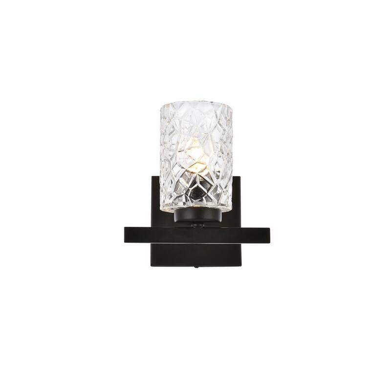 Cara 1 Light Bath Sconce with Clear Shade - Black
