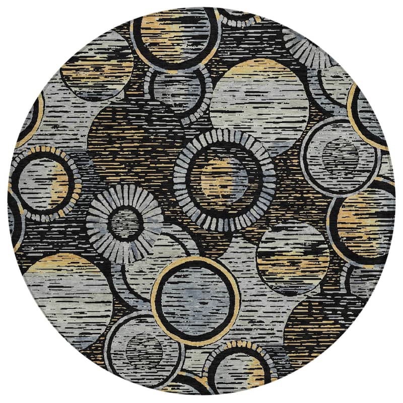 Machine Washable Indoor/Outdoor Contemporary Wheels Chantille Rug