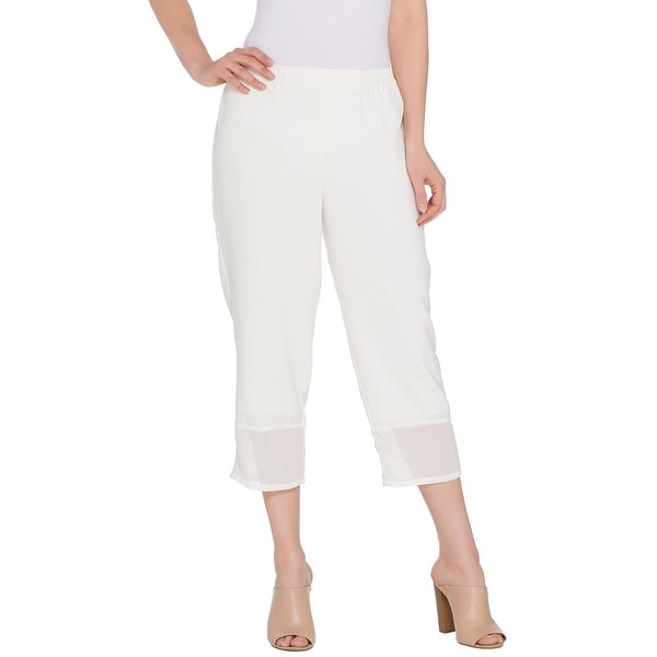 Linea by Louis Dell'Olio Womens Mixed Media Pull On Crop Pants 1X Ivory A304743. Opens flyout.