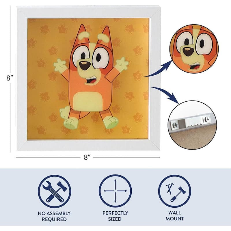 Bluey and Bingo 2 Piece Wall Art Set Framed Kids Room Decor