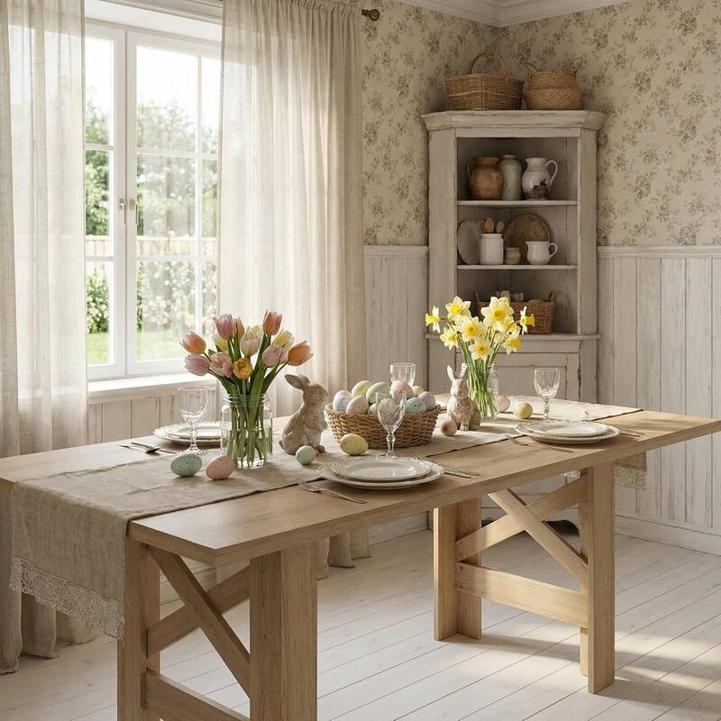 71" Farmhouse Kitchen Dining Table Set for 6-8 for Kitchen, Office (Only Table)