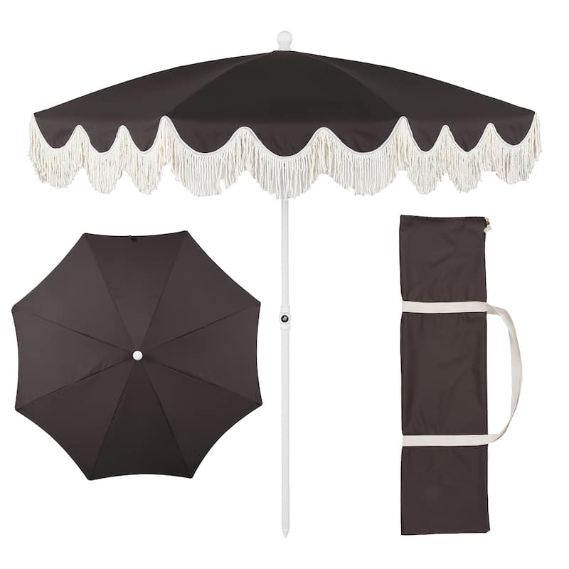 Mariner 6.5ft Classic Fringe Umbrella w/ Tilt & Bag