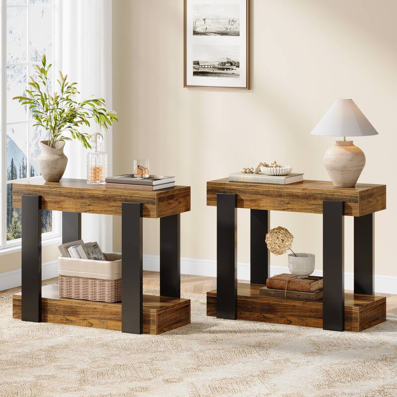 31.5-inch Modern Side Table with Storage for Living Room - 2pcs