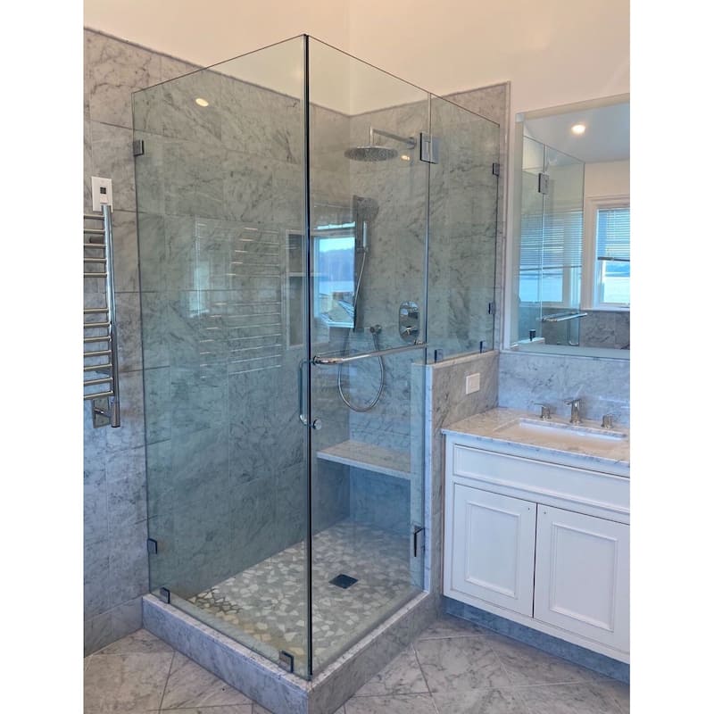 CEL Stainless Steel Tubular 8" Pull Handle with 24" Towel Bar Comb Set for Shower Door