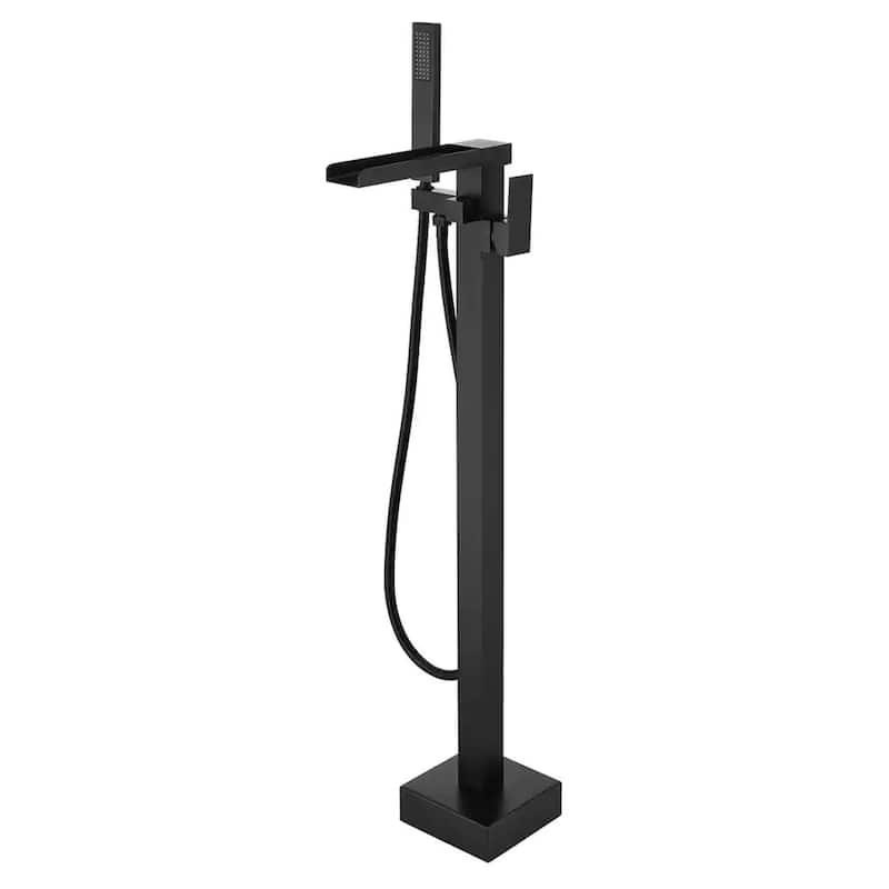 Single Handle Freestanding Bathtub Wall Mounted Faucet with Hand Shower Bathtub Faucet , Matte Black - Matte Black