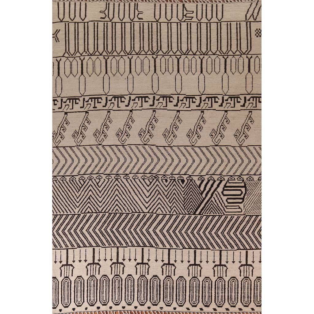 Moroccan Oriental Area Rug Hand-Knotted Contemporary Wool Carpet - 8'11"x 12'0"