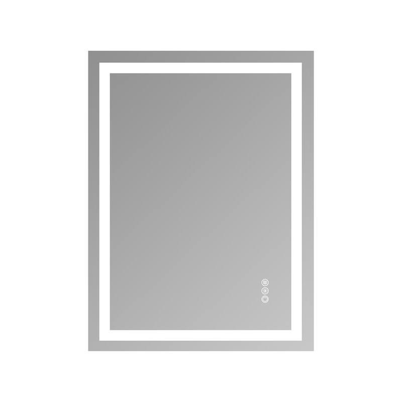 Topcraft Frameless Tempered Glass Mirror with Dual LED Strip Lighting
